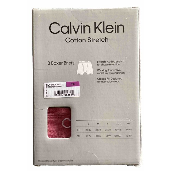 Calvin Klein 3-pack Mens Cotton Stretch Classic Fit Boxer Briefs XXL NEW - Picture 4 of 6